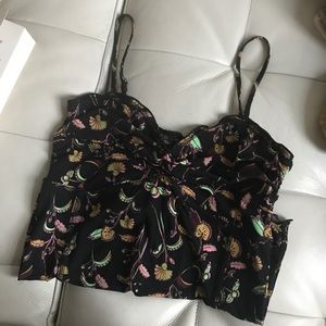 Free people floral ruffle hem cami